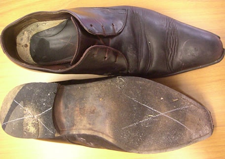 ハーフソールとかかとの修理(メンズ)ビフォー